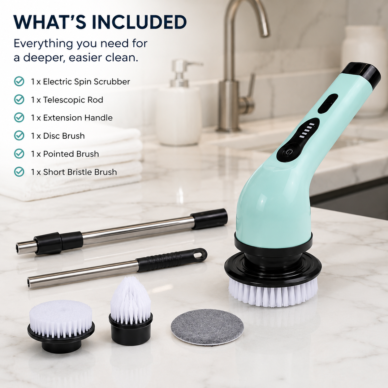 ScrubPro™ Electric Spin Scrubber: Clean Faster Without Hurting Your Back