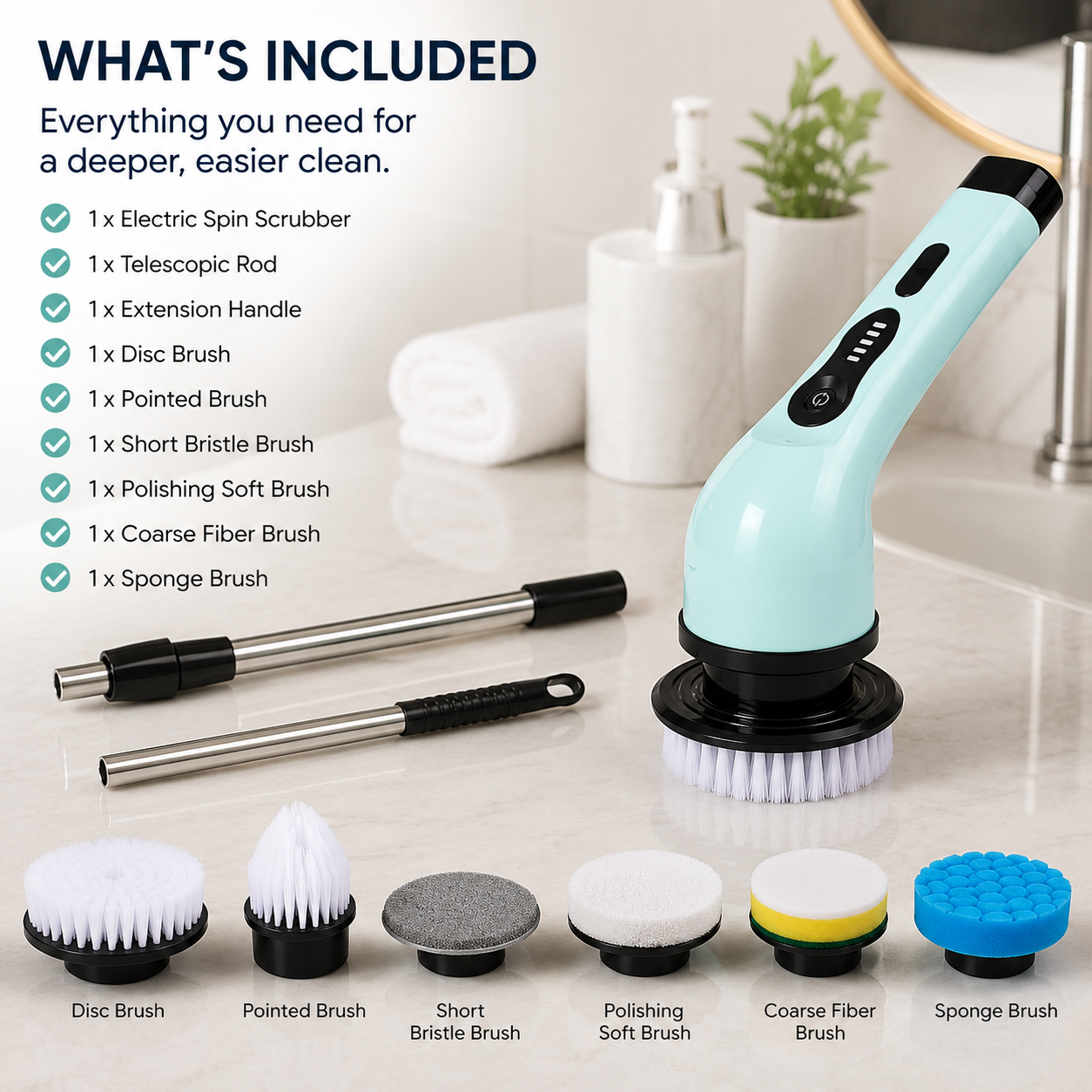 ScrubPro™ Electric Spin Scrubber: Clean Faster Without Hurting Your Back