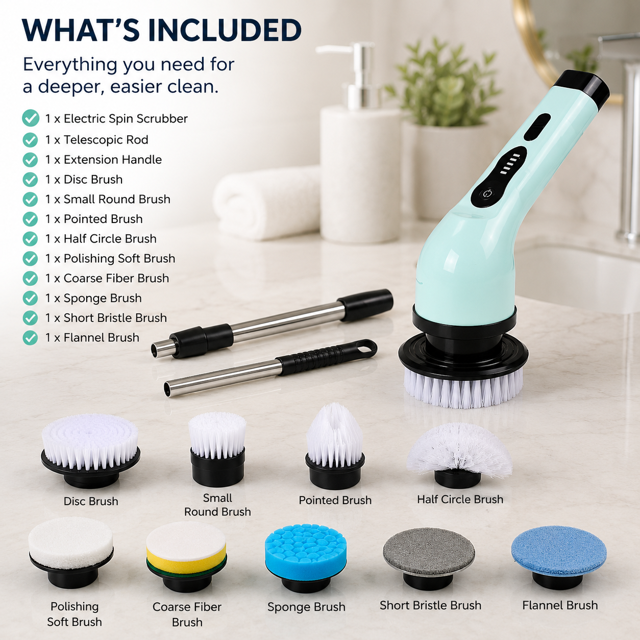 ScrubPro™ Electric Spin Scrubber: Clean Faster Without Hurting Your Back