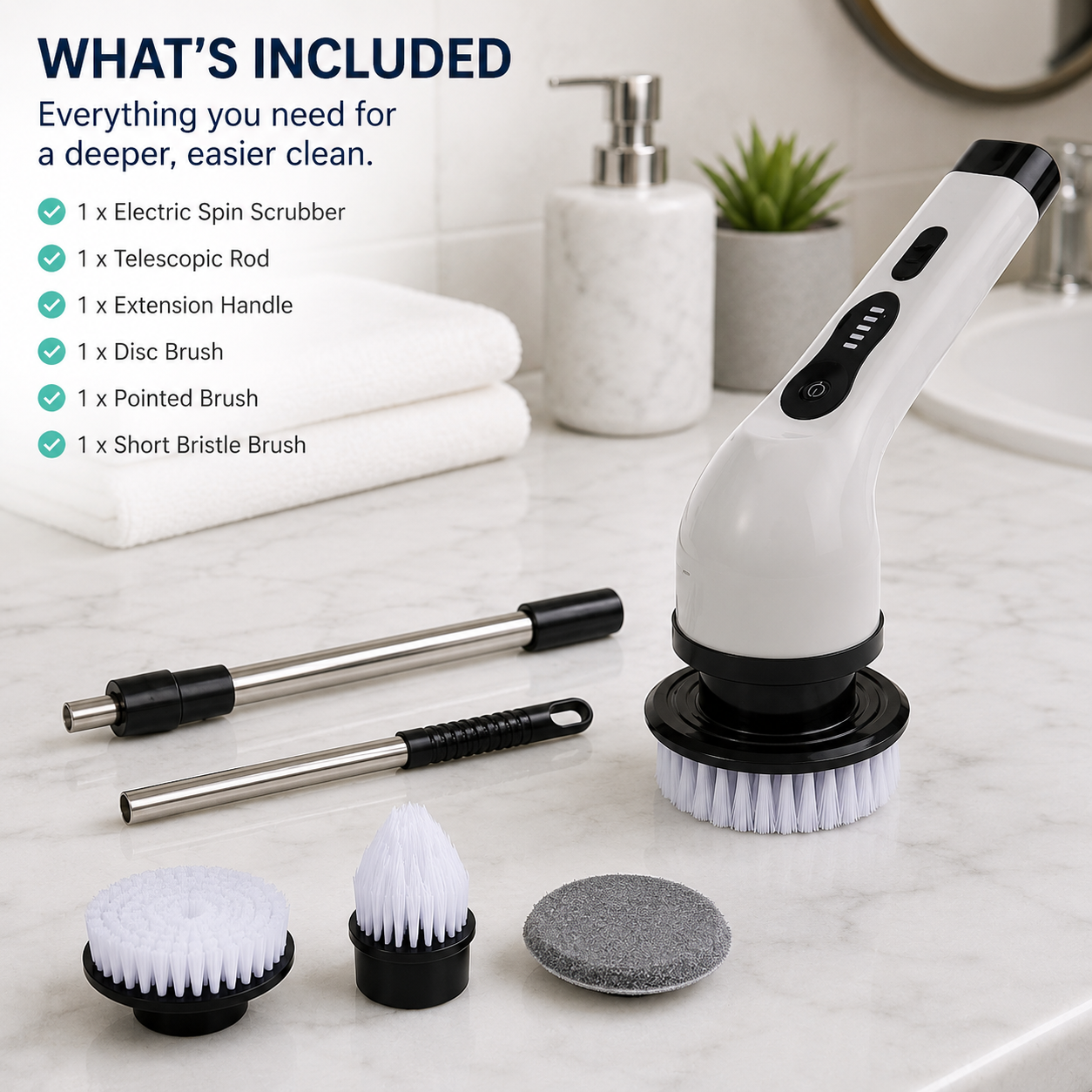 ScrubPro™ Electric Spin Scrubber: Clean Faster Without Hurting Your Back