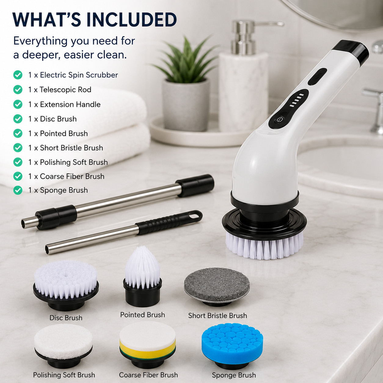ScrubPro™ Electric Spin Scrubber: Clean Faster Without Hurting Your Back