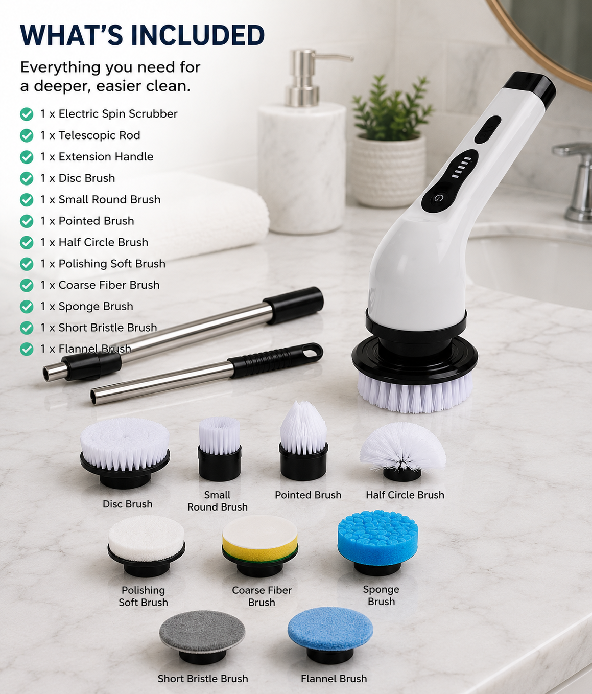 ScrubPro™ Electric Spin Scrubber: Clean Faster Without Hurting Your Back